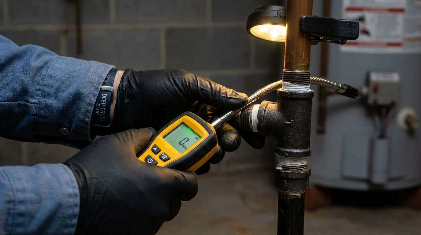 Gas leak detection with electronic sniffer by Johns Plumbing LLC in Monahans